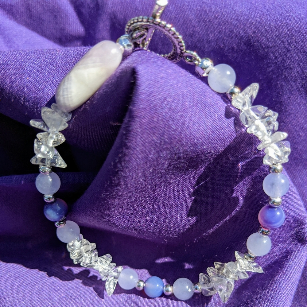 🔵GEMSTONE Pastel Bracelet 7" - Picture 1 of 6